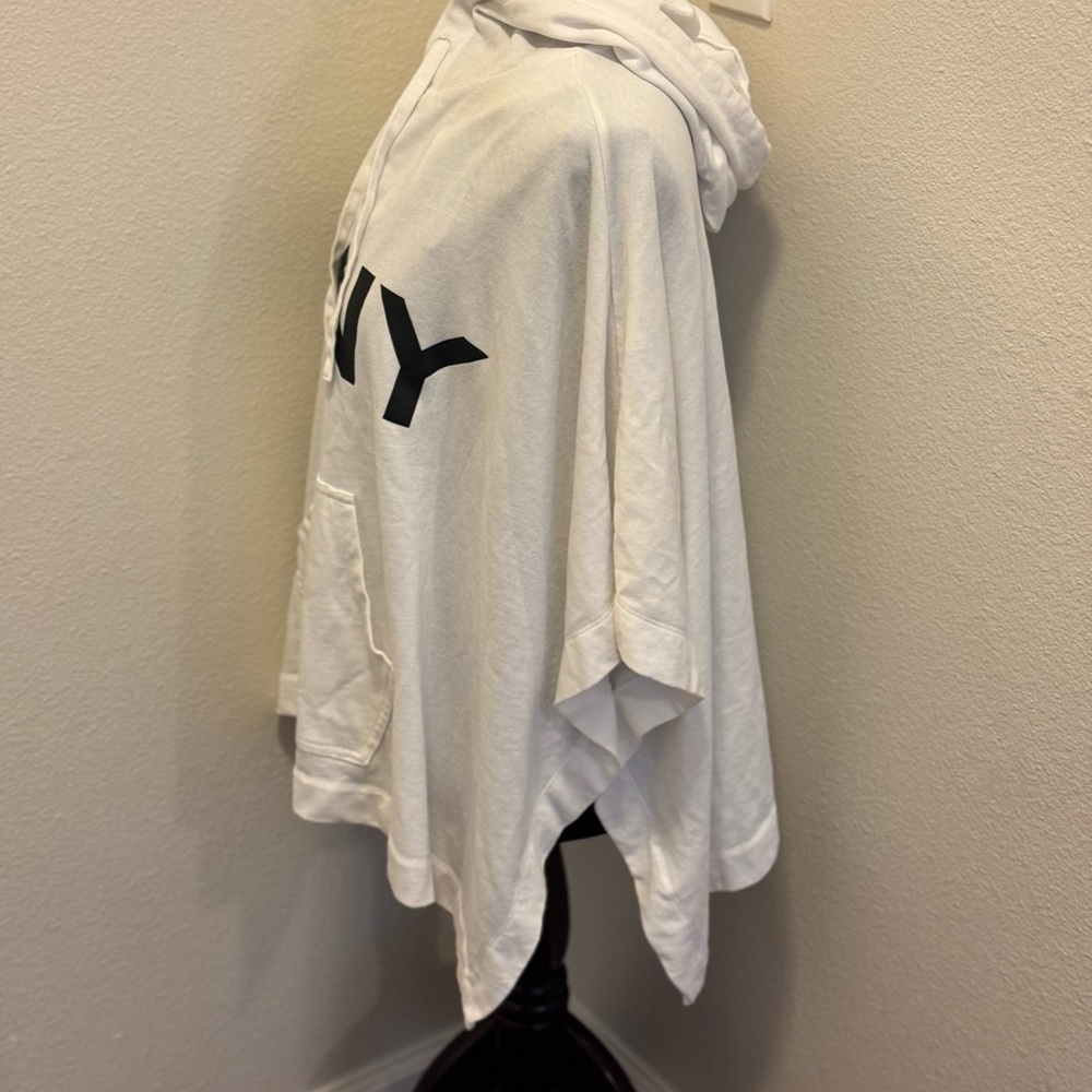 2 FOR $25 DKNY White Poncho Knit Hooded Pullover Top Oversized M - Picture 3 of 8
